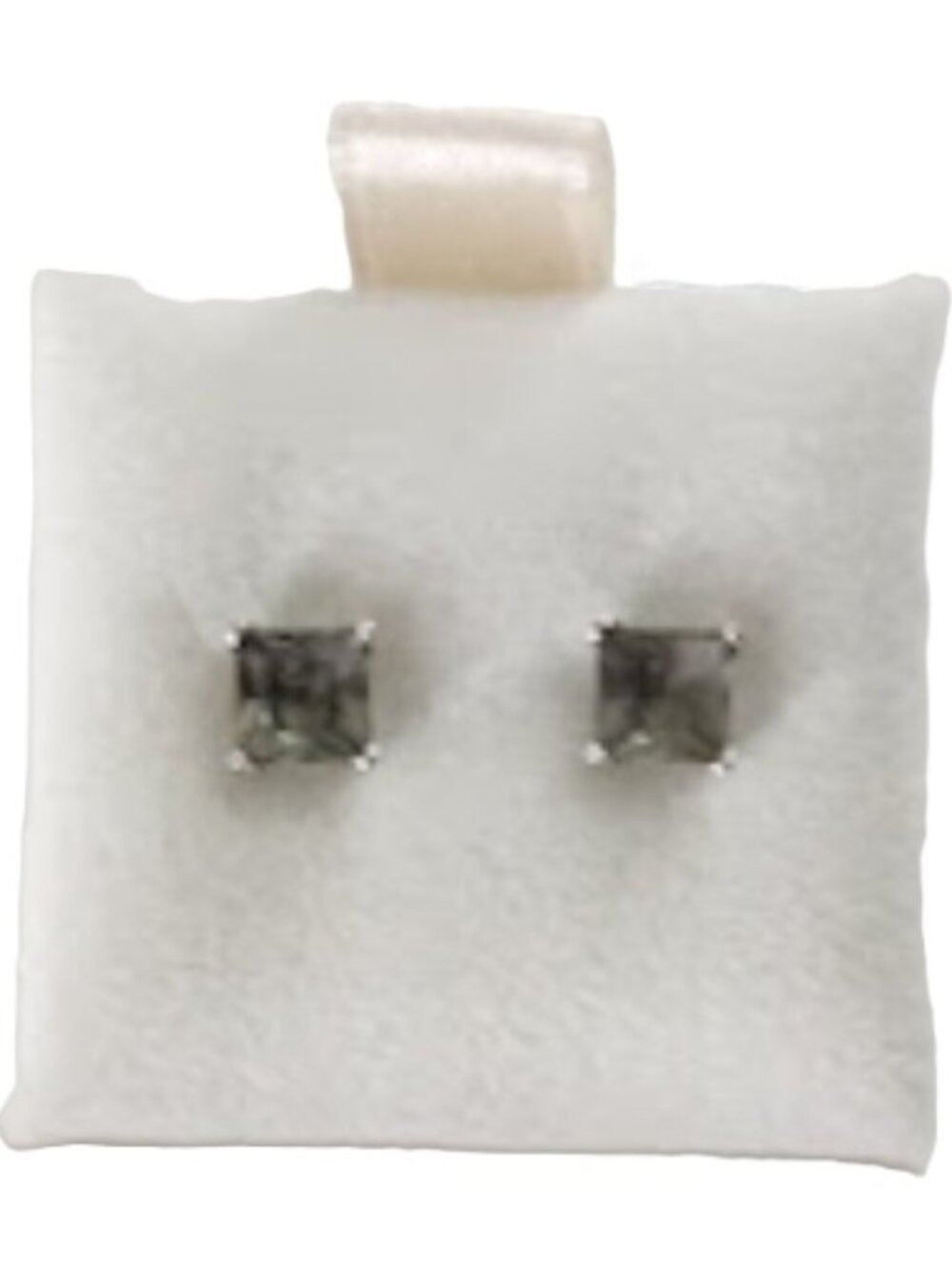 NEW Smokey Gray Princess-Cut Cubic Zirconia Stud Earrings Sterling Silver